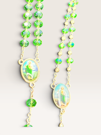 Green St. Jude Crystal Rosary