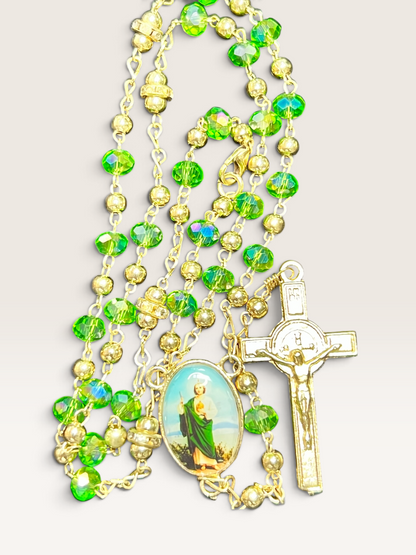 Green St. Jude Crystal Rosary