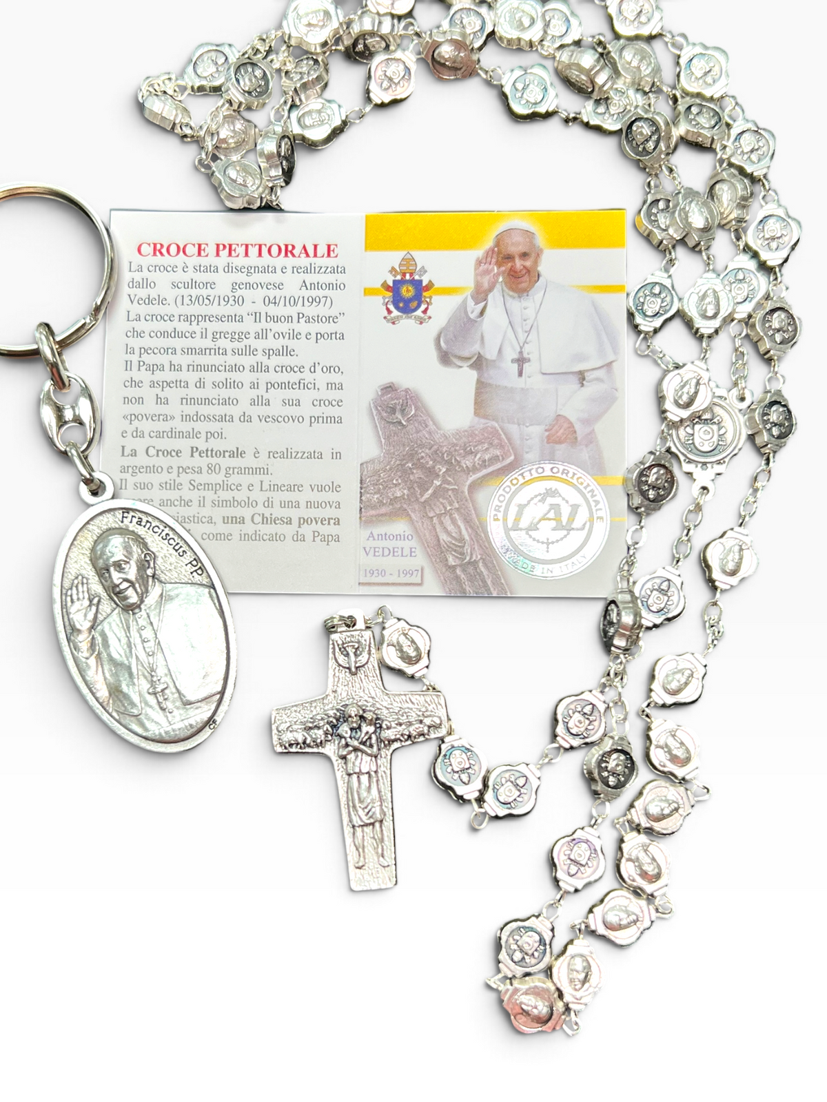 Pope Francis Rosary & Keychain Gift Set