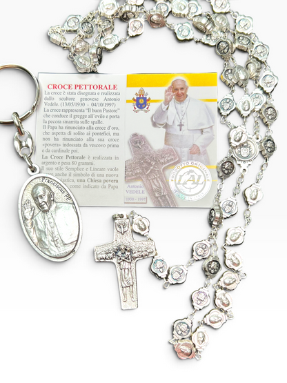 Pope Francis Rosary & Keychain Gift Set