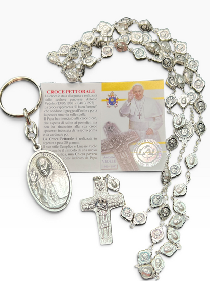 Pope Francis Rosary & Keychain Gift Set