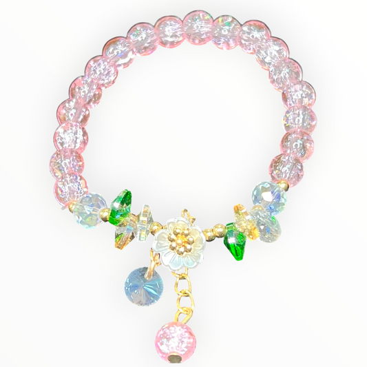 Bracelet: Pink Decorated Glass