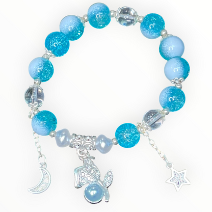 Bracelet: Colored Crackled Glass with Flower