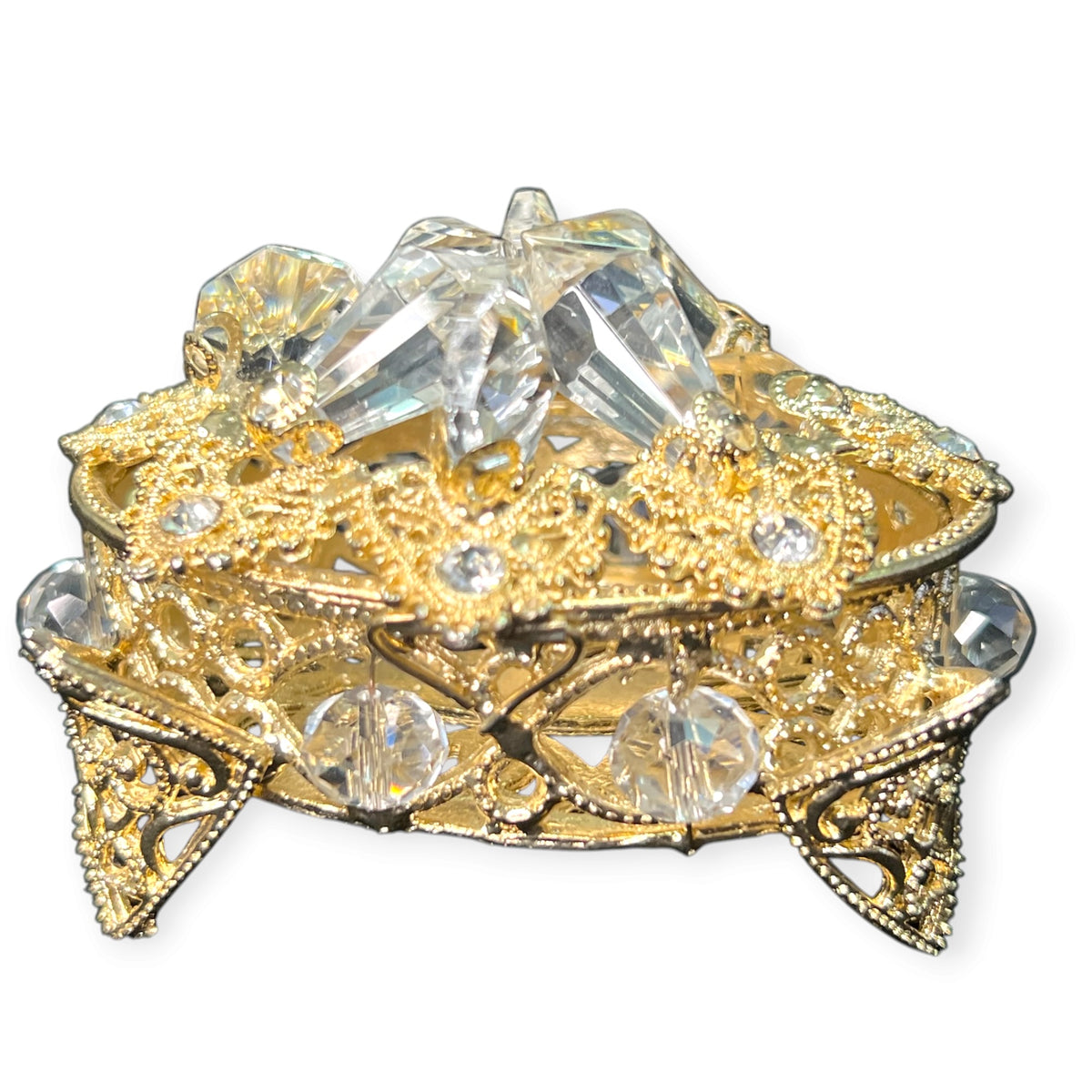 Golden Wedding Arras Glass & Rhinestone Box