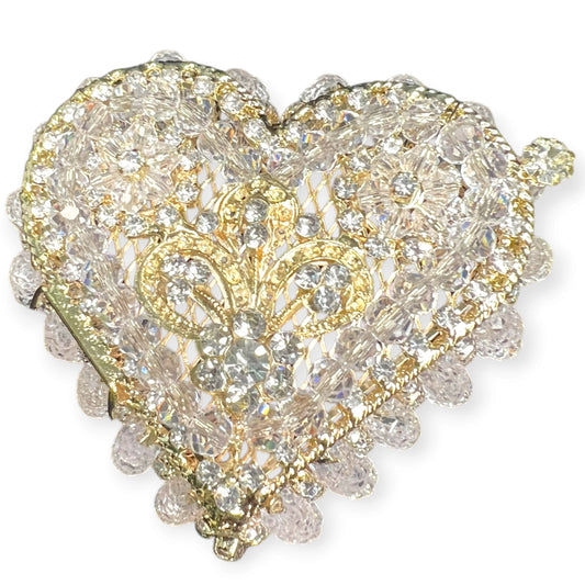 Gold Heart Shaped Rhinestone Wedding Arras Box