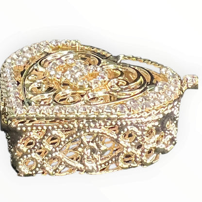 Golden Wedding Arras Heart-shaped Box w/ Two Rings