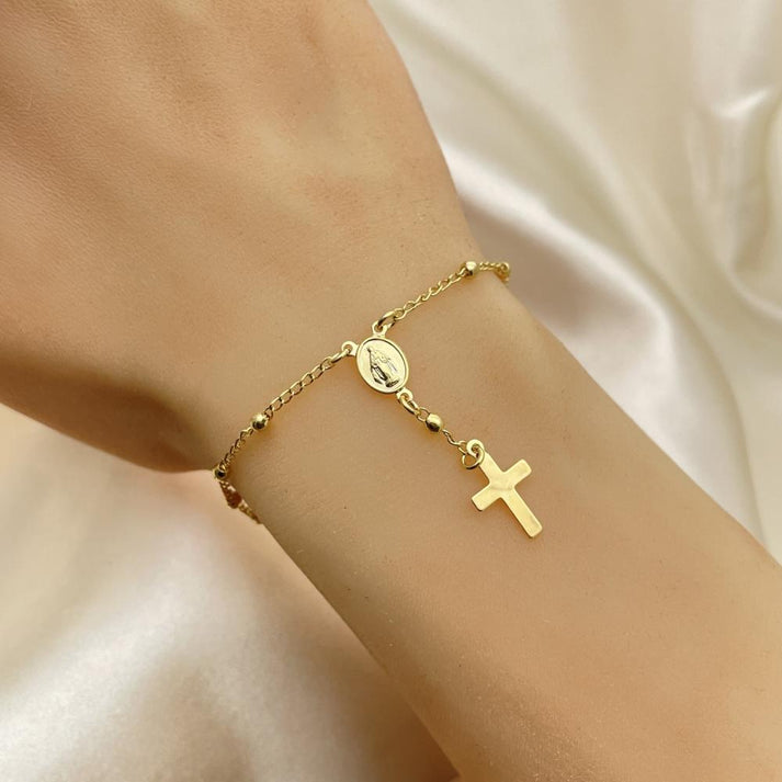 MIRACULOUS MEDAL DECENARY BRACELET 18k GOLD LAYERED