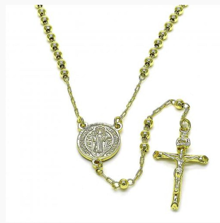 ST. BENEDICT MEDAL ROSARY 18k LAYERED GOLD