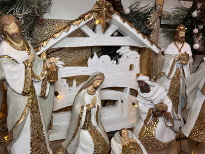 7-Pc Elegant Nativity Set W/ Gold Accents