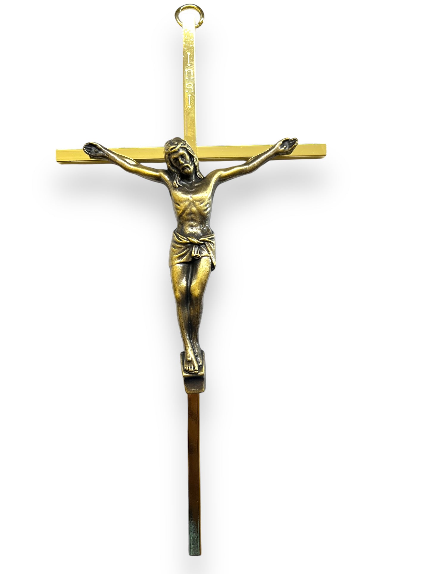 GOLD CRUCIFIX W/ BRONZE BODICE 8"