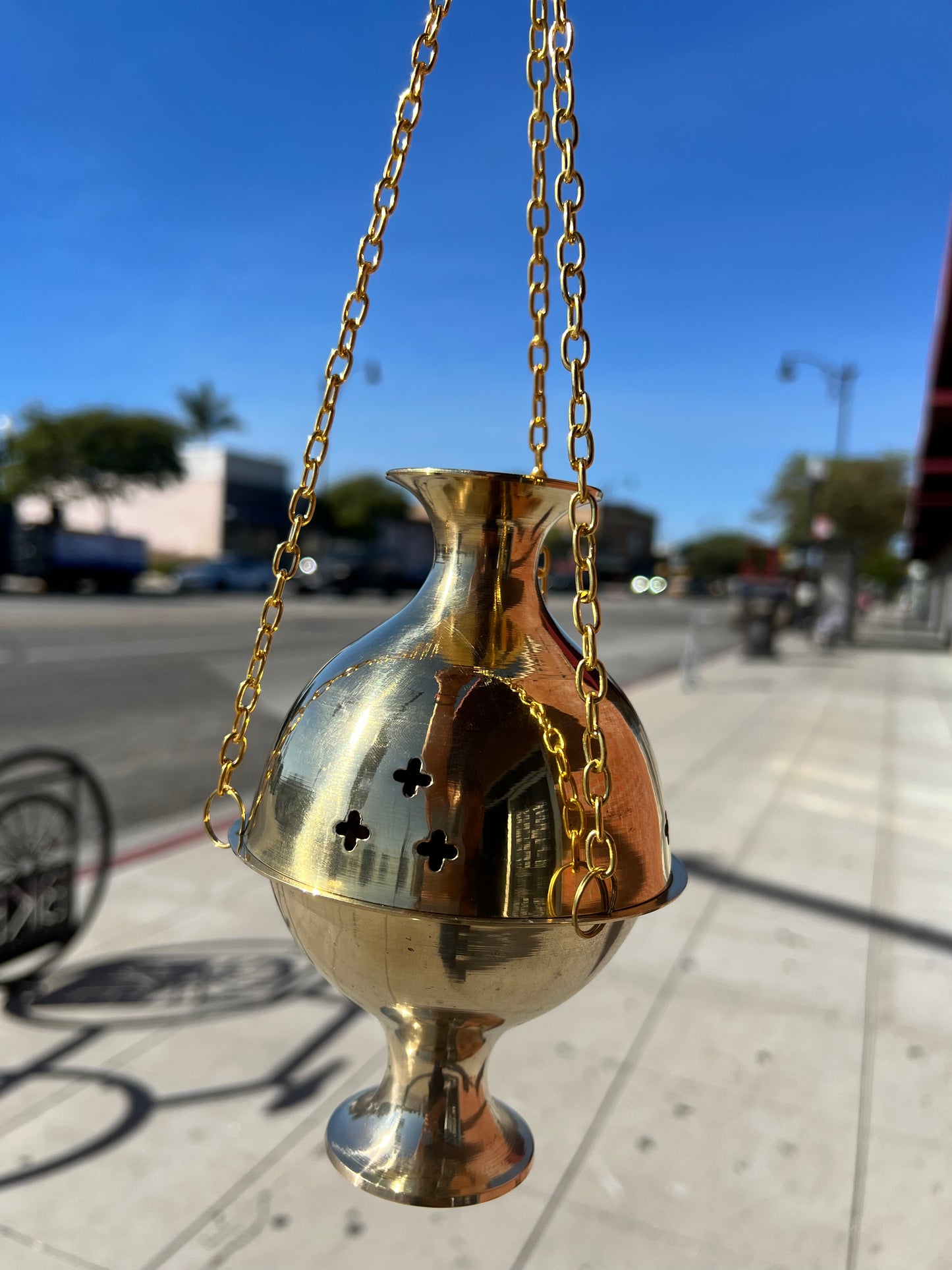 LARGE BRASS HANGING CENSER