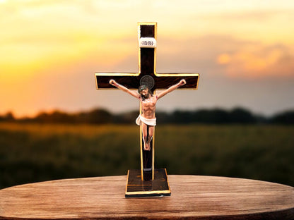 16" WOODEN CRUCIFIX WITH BASE