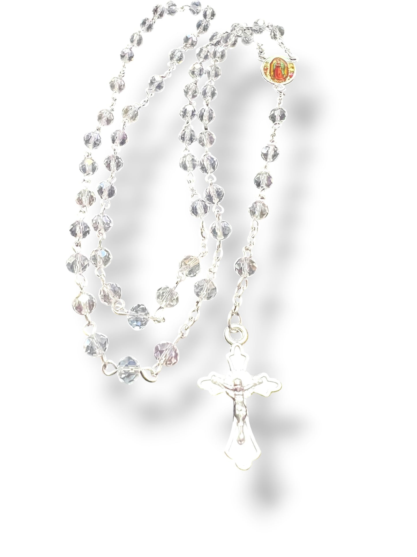 OUR LADY OF GUADALUPE CLEAR ROSARY IN A BOTTLE