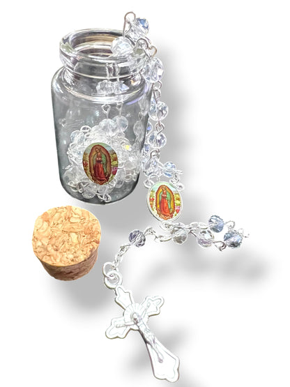 OUR LADY OF GUADALUPE CLEAR ROSARY IN A BOTTLE