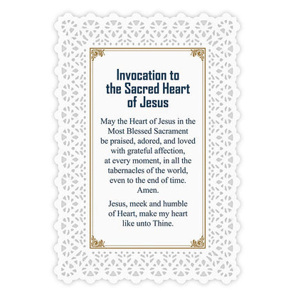 INVOCATION TO THE SACRED HEART LAMINATED LACE HOLY CARD