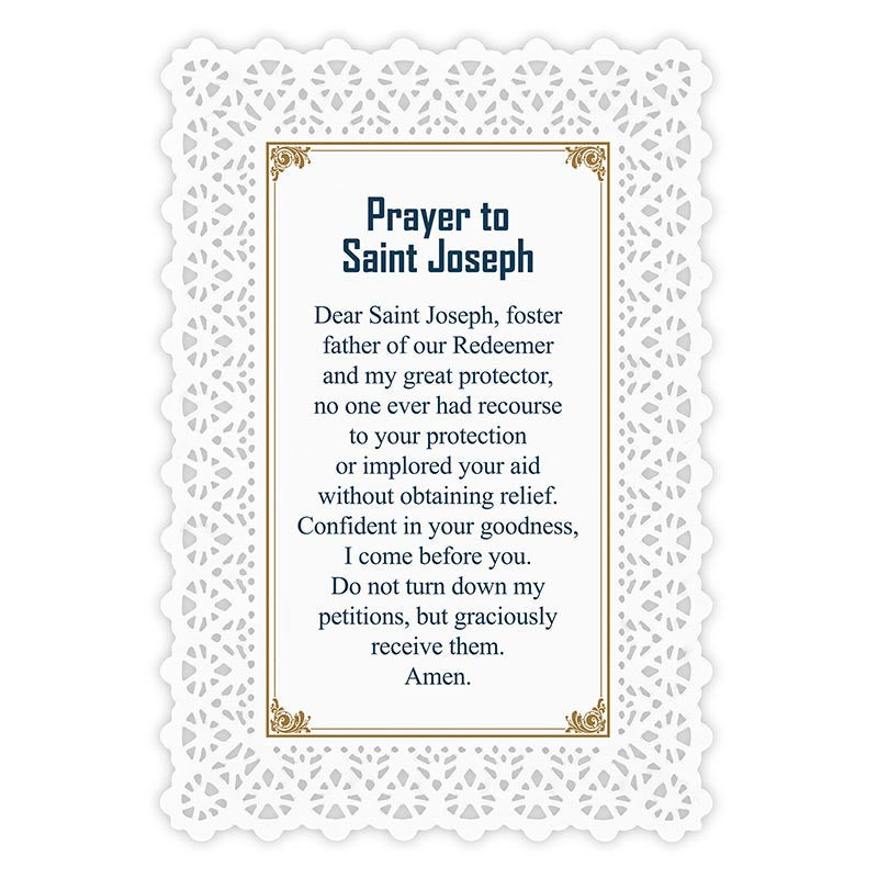 ST. JOSEPH PRAYER LAMINATED LACE HOLY CARD