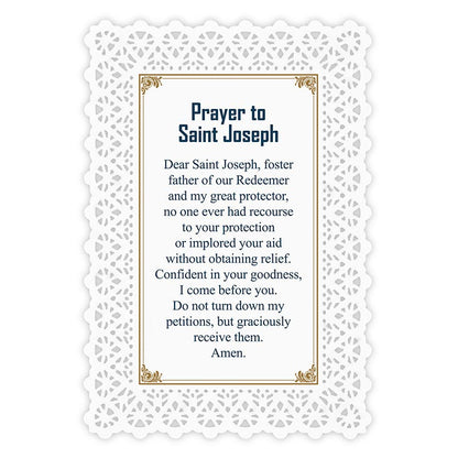 ST. JOSEPH PRAYER LAMINATED LACE HOLY CARD