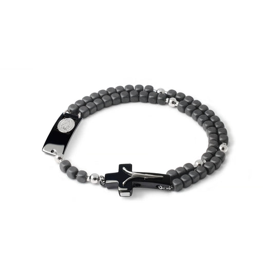 ROSALET® BLACK PVD - SQUARE MATTE HEMATITE BEADS, STERLING SILVER & ROUND PATER, MODERN