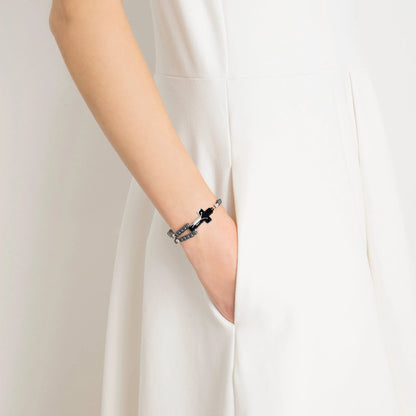 ROSALET® BLACK PVD - SQUARE MATTE HEMATITE BEADS, STERLING SILVER & ROUND PATER, MODERN