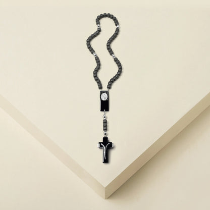 ROSALET® BLACK PVD - SQUARE MATTE HEMATITE BEADS, STERLING SILVER & ROUND PATER, MODERN
