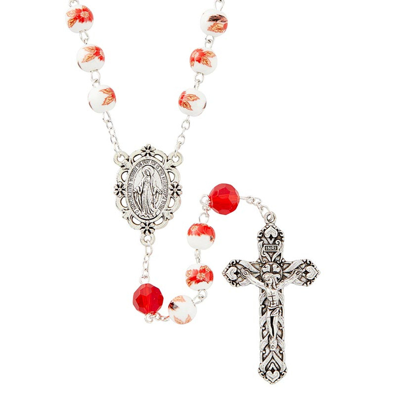 PAINTED RUBY ROSE ROSARY