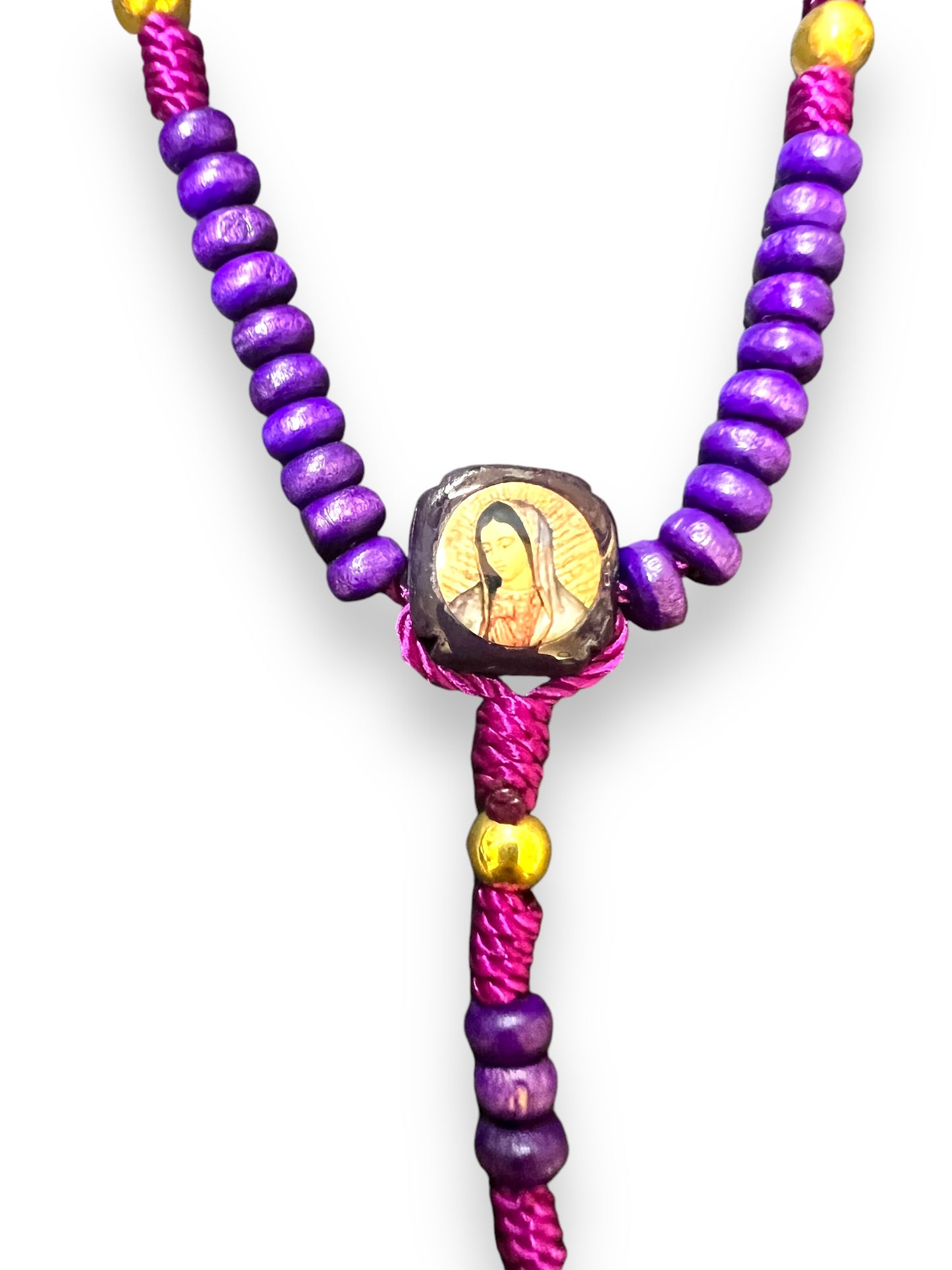 OUR LADY OF GUADALUPE PURPLE MINI WOODEN ROSARY