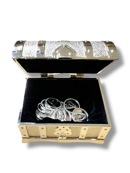 SILVER TREASURE BOX W/ ARRAS COINS