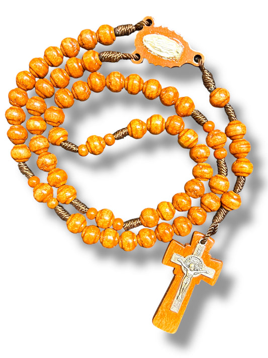 OUR LADY OF GUADALUPE WOODEN ROSARY DARK BROWN