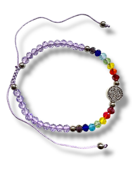 BRACELET: ST. BENEDICT -MULTICOLOR CRYSTALS