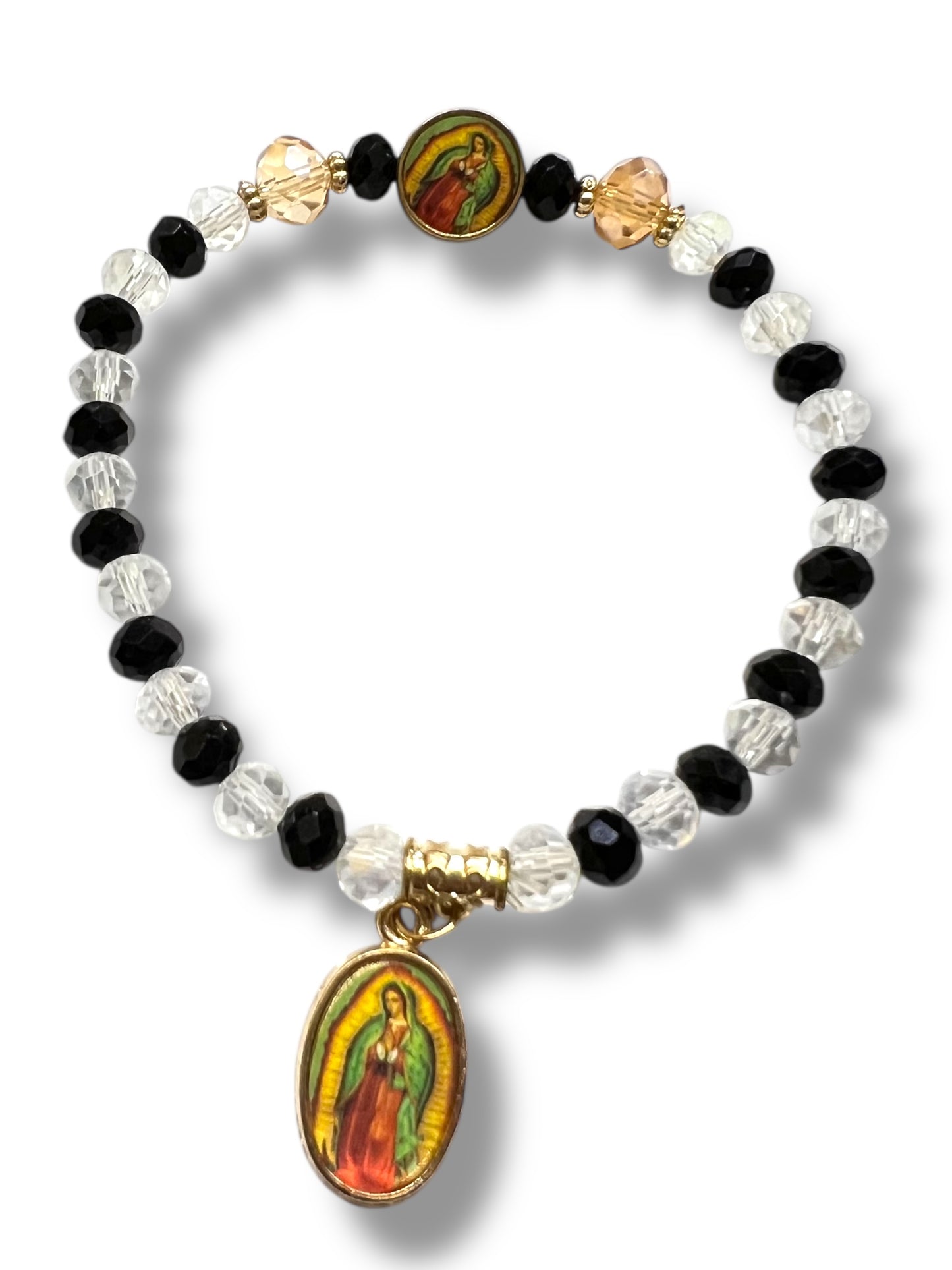 BRACELET: OUR LADY OF GUADALUPE GLASS DOUBLE CHARM
