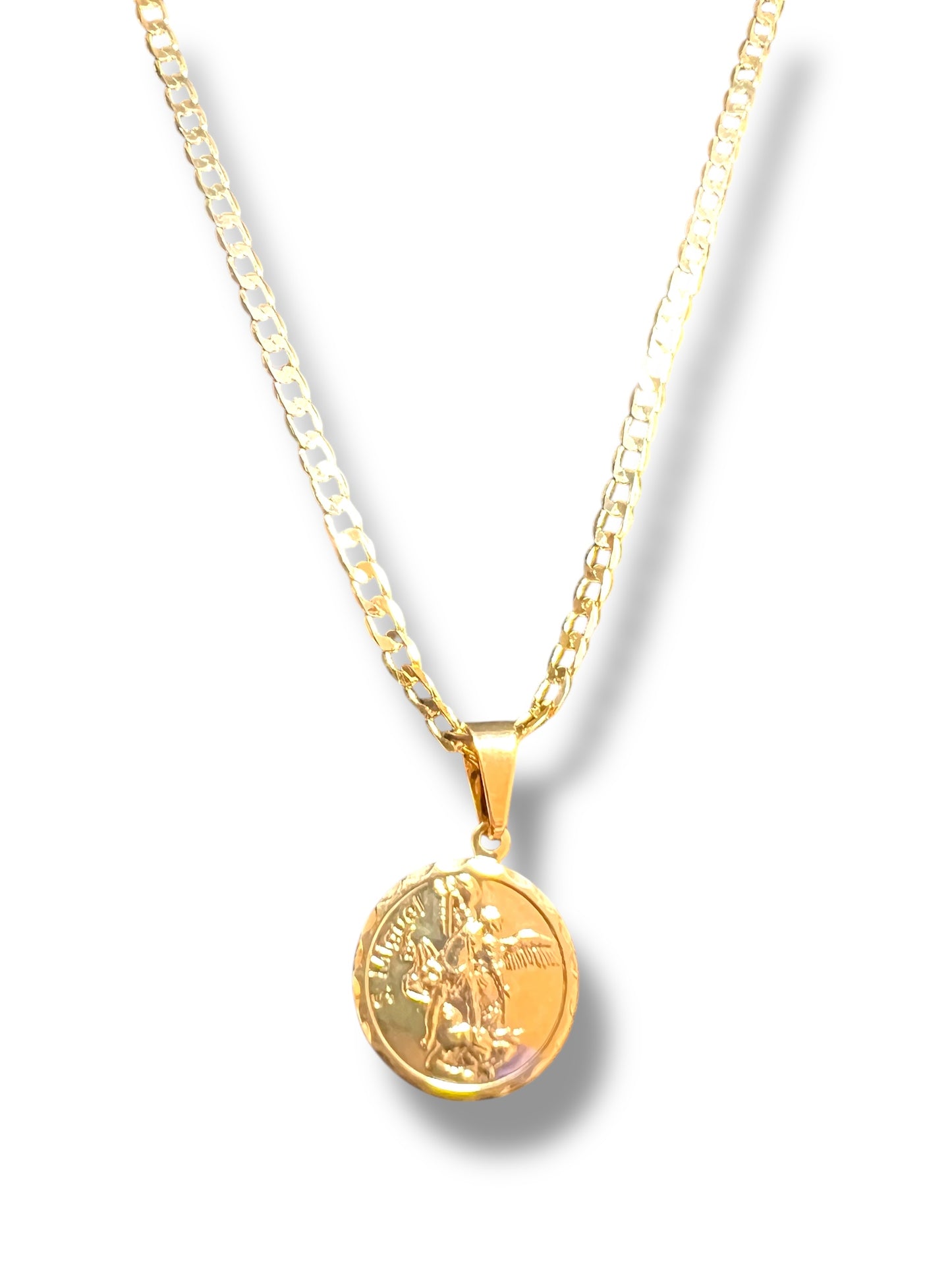 18K GOLD LAYERED ST. MICHAEL PENDANT NECKLACE