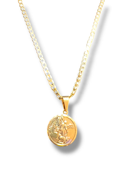 18K GOLD LAYERED ST. MICHAEL PENDANT NECKLACE