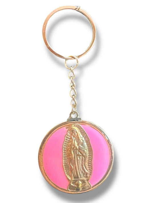 KEYCHAIN: MEDAL OF OUR LADY OF GUADALUPE W/ ENAMEL
