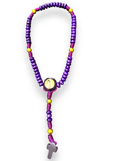 OUR LADY OF GUADALUPE PURPLE MINI WOODEN ROSARY