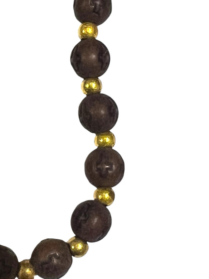 ST. BENEDICT DARK BROWN WOODEN ROSARY W/ CORD