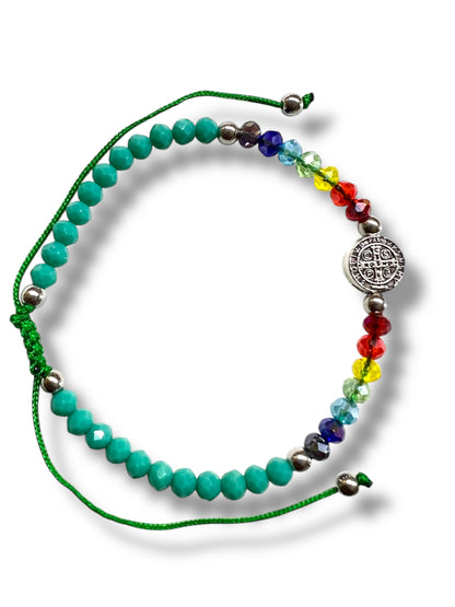 BRACELET: ST. BENEDICT -MULTICOLOR CRYSTALS