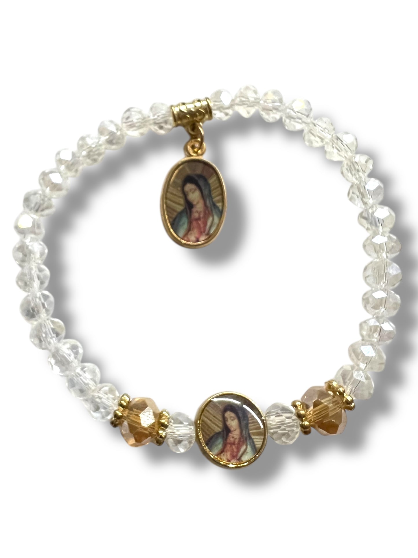 BRACELET: OUR LADY OF GUADALUPE GLASS DOUBLE CHARM