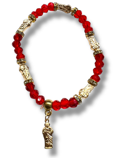 BRACELET: ST. JUDE THADD COLORED CRYSTAL WITH GOLD ACCENTS
