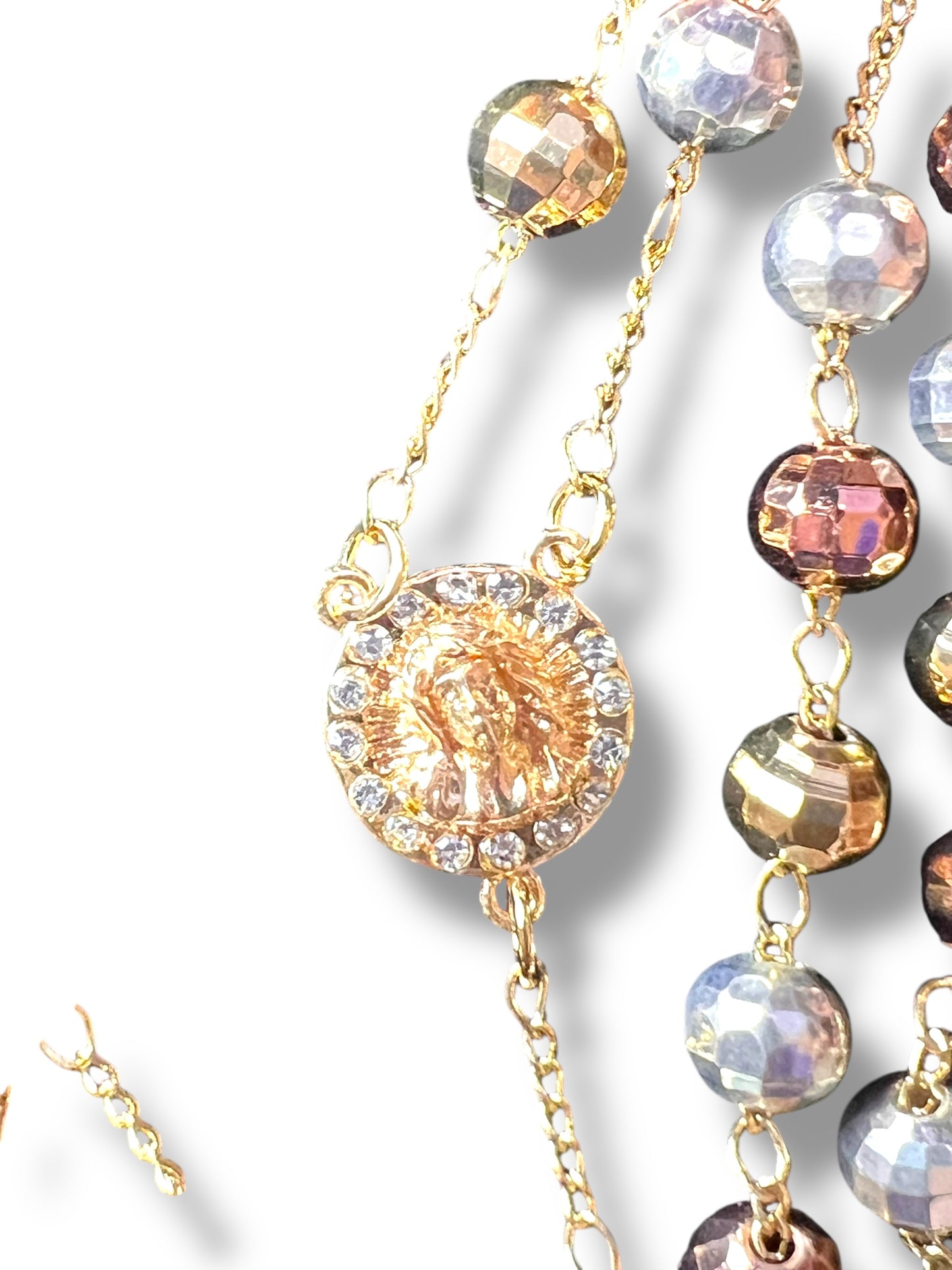 18K GOLD LAYERED TRICOLOR ROSARY PENDANT: FACE OF JESUS