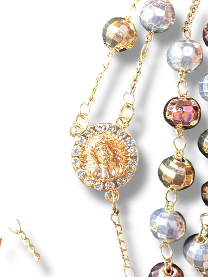 18K GOLD LAYERED TRICOLOR ROSARY PENDANT: FACE OF JESUS