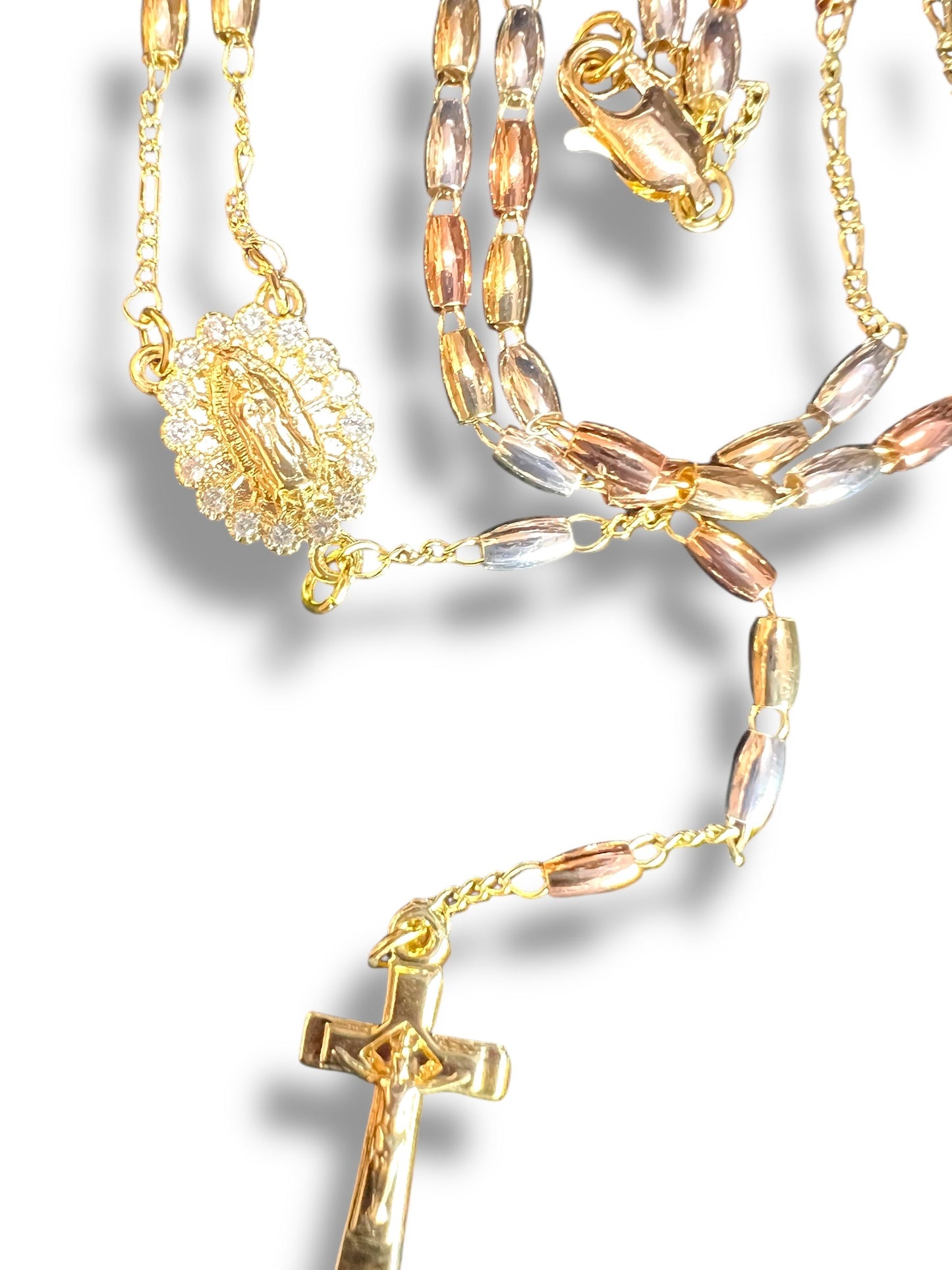 18K GOLD LAYERED TRICOLOR ROSARY PENDANT: OL GUADALUPE