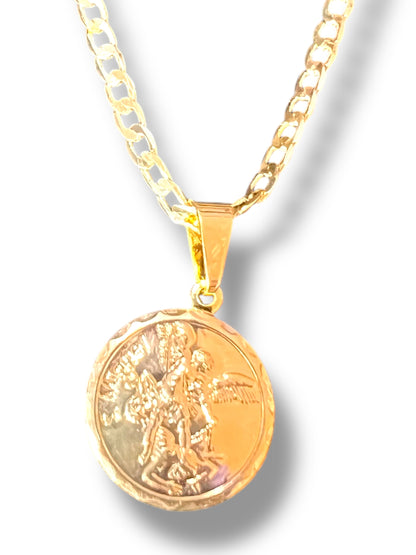 18K GOLD LAYERED ST. MICHAEL PENDANT NECKLACE