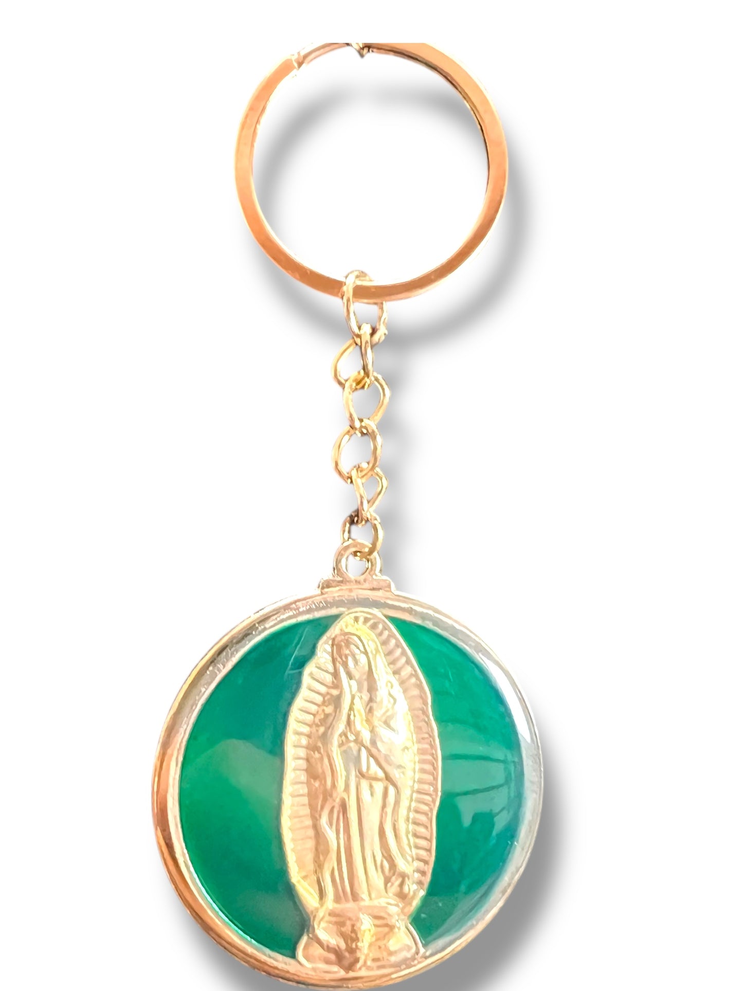 KEYCHAIN: MEDAL OF OUR LADY OF GUADALUPE W/ ENAMEL