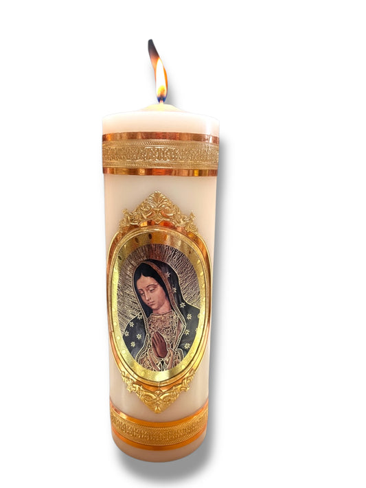 VELO PASCUAL DE CERA DECORADO DE 15"