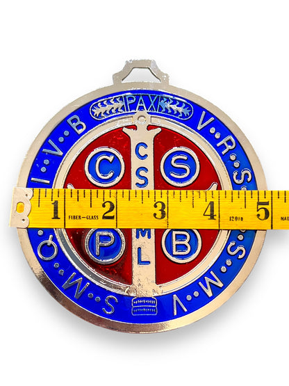 EXTRA LARGE ST. BENEDICT MEDAL BLUE ENAMEL