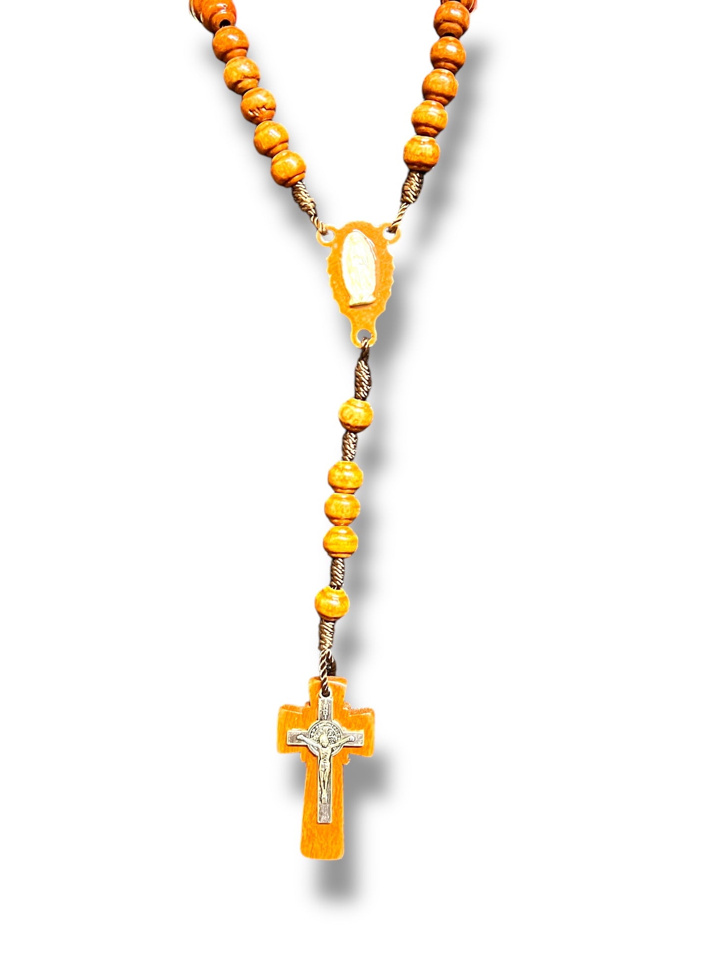 OUR LADY OF GUADALUPE WOODEN ROSARY DARK BROWN