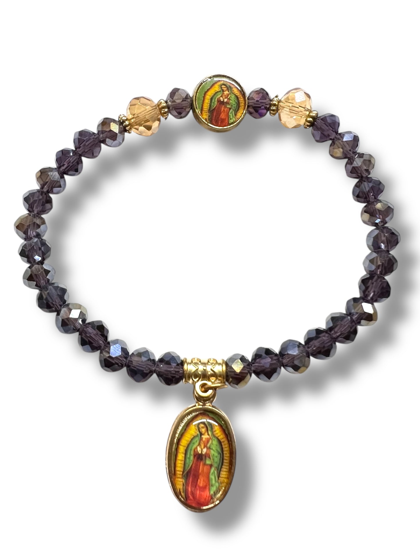 BRACELET: OUR LADY OF GUADALUPE GLASS DOUBLE CHARM