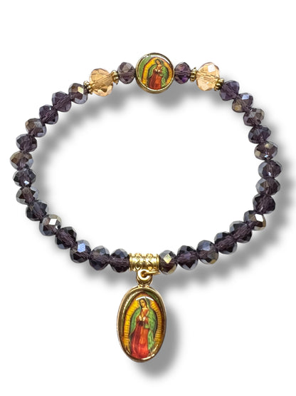 BRACELET: OUR LADY OF GUADALUPE GLASS DOUBLE CHARM