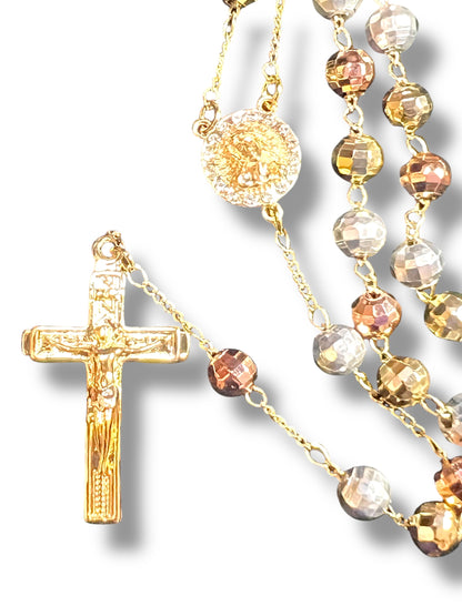 18K GOLD LAYERED TRICOLOR ROSARY PENDANT: FACE OF JESUS