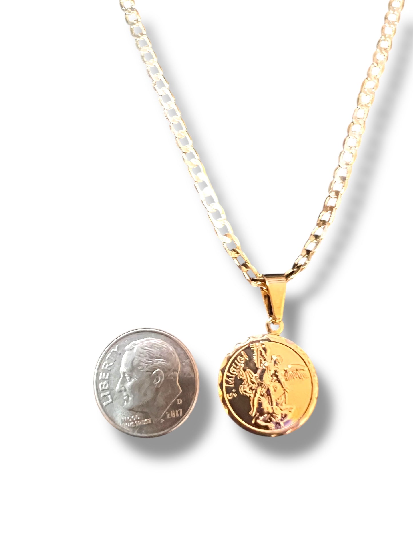 18K GOLD LAYERED ST. MICHAEL PENDANT NECKLACE